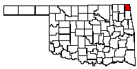 Okla. map, Ottawa county in red