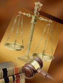 legal pad, justice scales,gavel and law books