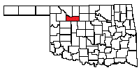 Okla. Map, Major county in red