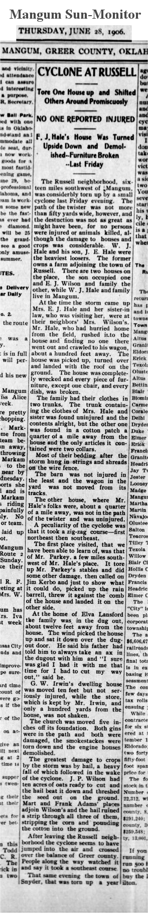1906 Tornado at Russell, Oklahoma