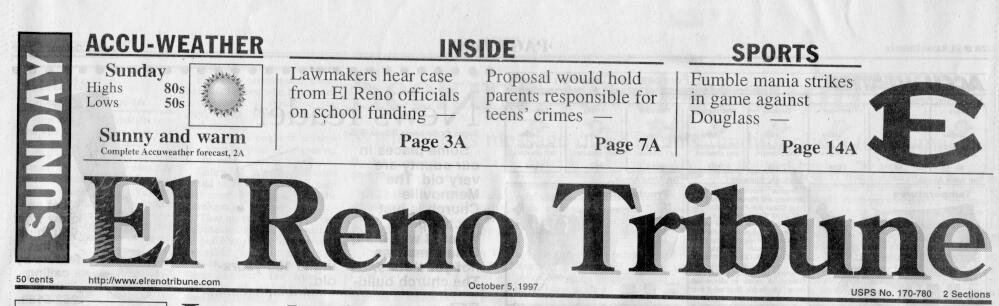 El Reno Tribune newspaper masthead