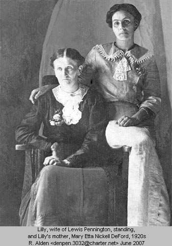 Mrs. Lewis (Lillie) Pennington and mother, Mary DeFord