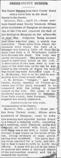 Fort Worth Gazette, April 20, 1890