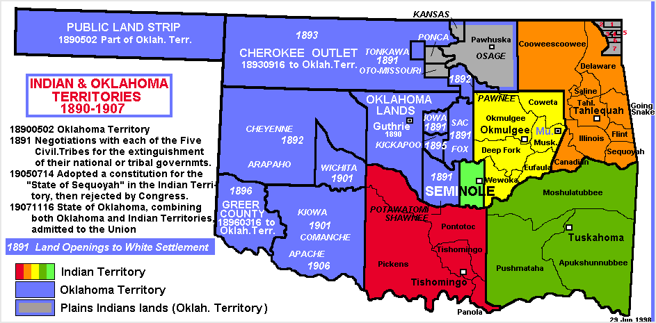 Oklahoma Land Openings map 1889-1907