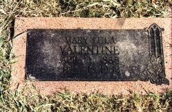 Mary Lula Taylor Valentine's gravestone