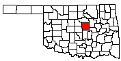 Oklahoma map Lincoln county in red