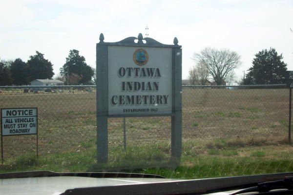 Ottawa Indian Cemetery sign